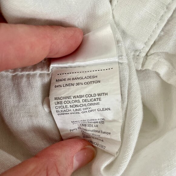 Perry Ellis White Linen Blend Short Sleeve Button Up Shirt, Size XL - Picture 7 of 7